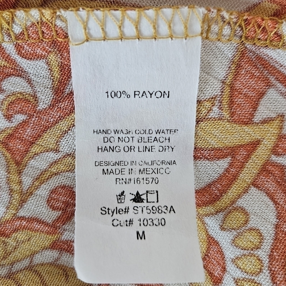 SUGARFOX BOHO PULLOVER TOP SZ M ORANGE GOLD - Picture 6 of 7